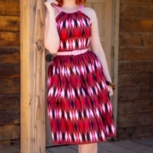 Harley Dress in Brown/Red Harlequin